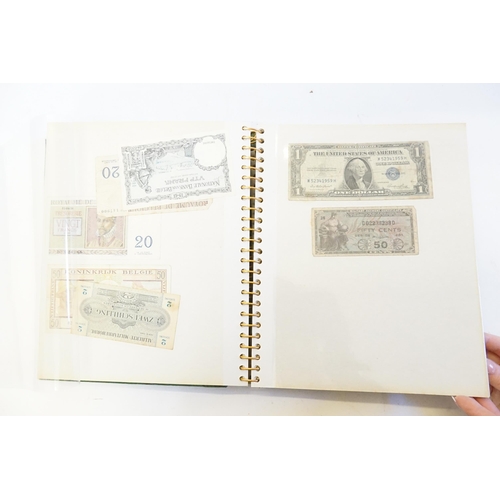 304 - Three Banknote Albums containing Old Banknotes from England, USA, India, Congo, Jamaica, Bahrain, Un... 