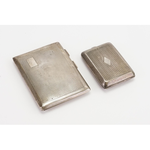 65 - A silver engine turned cigarette box, along with a smaller one. Weight 98g.