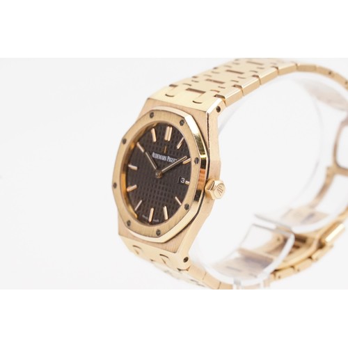 206 - A ladies Audemars Piguet Royal Oak 33m 18ct Rose Gold Brown Dial watch. Documents and purchase invoi... 