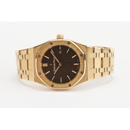 206 - A ladies Audemars Piguet Royal Oak 33m 18ct Rose Gold Brown Dial watch. Documents and purchase invoi... 