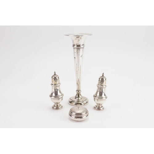 98 - A Collection of Various Silver items to include a Silver Vase, Salt/Pepper & an Engine Turned design... 