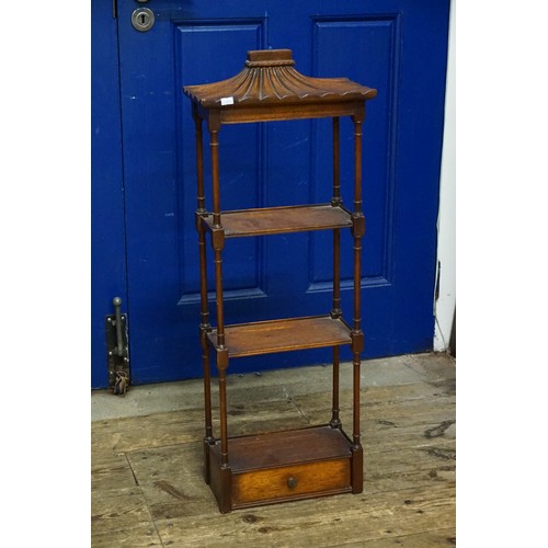 523 - A reproduction mahogany Chippendale inspired wall shelf. Bats wing fluted top, fitted drawer below. ... 