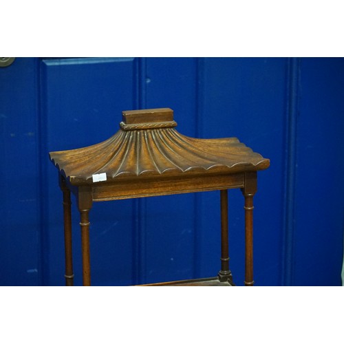 523 - A reproduction mahogany Chippendale inspired wall shelf. Bats wing fluted top, fitted drawer below. ... 