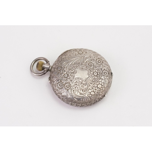 214 - A Ladies Embossed Silver and Gold coloured Pocket Watch.