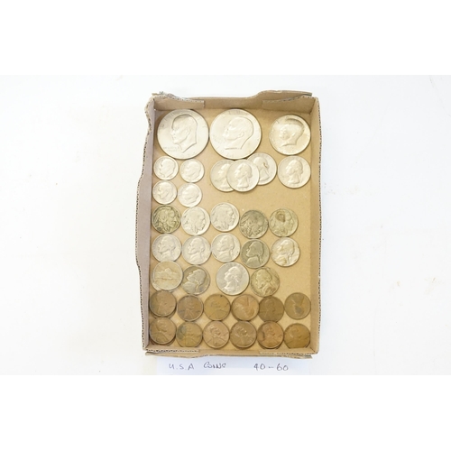 244 - A Tray of U.S.A. Coins to include 2 x $1 (1971 & 1974), 1 x Half Dollar 1964, 4 x Dimes (1953, 1966,... 