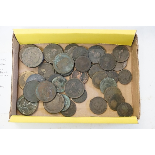 245 - A Tray of Georgian Bronze & Silver Coins to include 8 x Cartwheel Pennies, 12 x Half Pennies, 9 x Fa... 