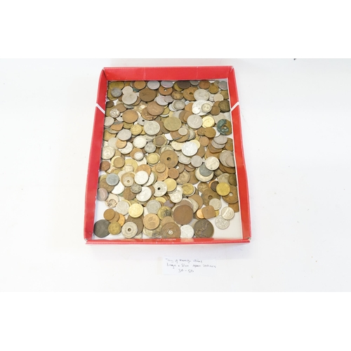 236 - A Tray of Foreign Coins, Bronze & Silver around 200 in Total. Needs Viewing.