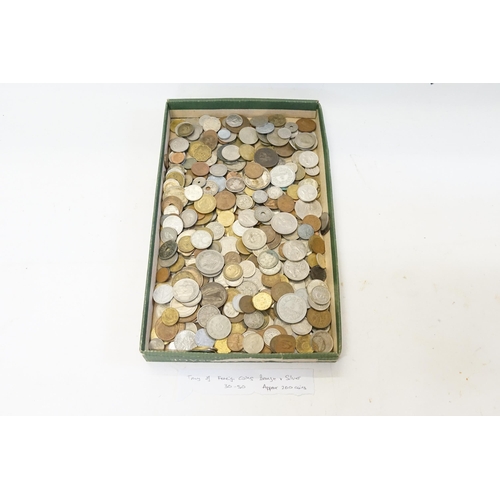 237 - A Tray of Foreign Coins, Bronze & Silver, Around 200 in Total. Needs Viewing.