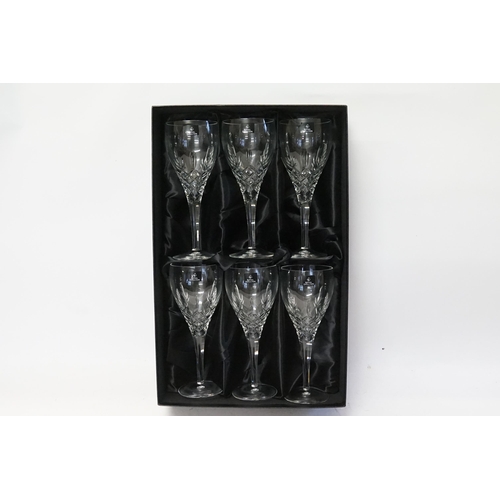 766 - A Set of Six Royal Doulton Cut Glass Wine Glasses in Box.