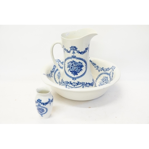 790 - A Victorian Three Piece Toilet Set decorated with blue Swags.