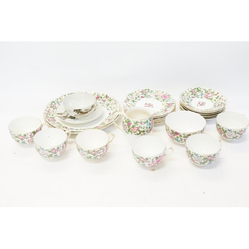 802 - A Crown Staffordshire Part Tea Set decorated with Roses & Flowers.