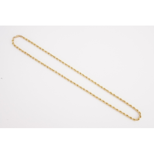 103 - A 9ct gold rope design chain. Weight 12.7g. Length 63cm