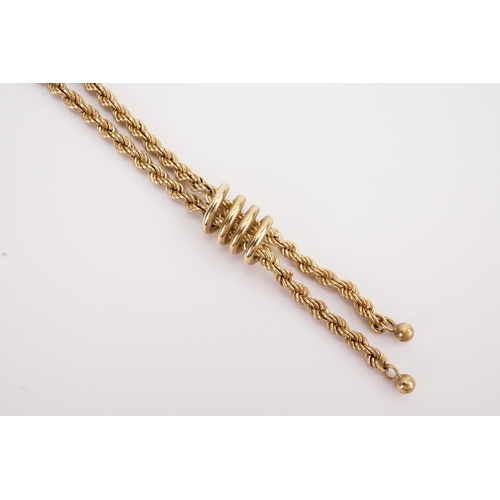 130 - A 9ct gold rope design chain. Weight 4.8g.