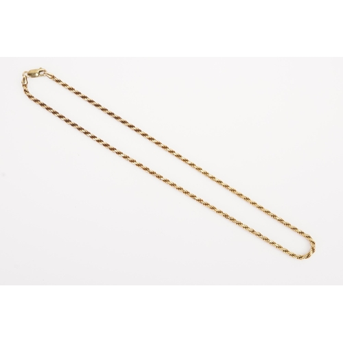 122 - A 14ct Italy marked gold rope chain, with a 9ct gold clasp. Weight 13.3g.