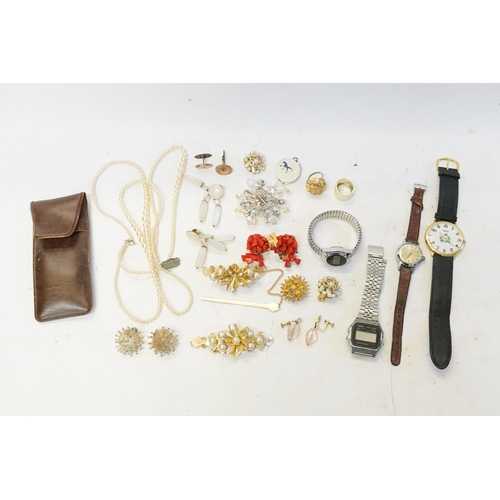 158 - A Ladies Timex Wristwatch in Case, a Constant Wristwatch, a Quartz Wristwatch along with Costume Jew... 