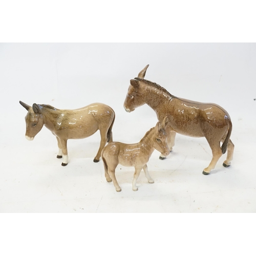 840 - Three Beswick Donkey Studies.