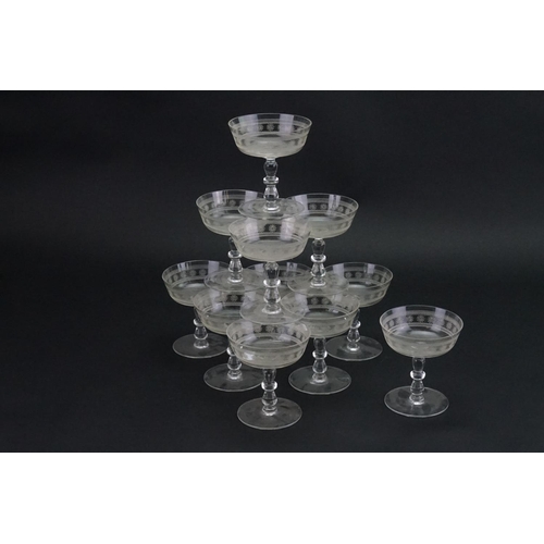 779 - A Set of 11 Vintage Champagne Glasses.