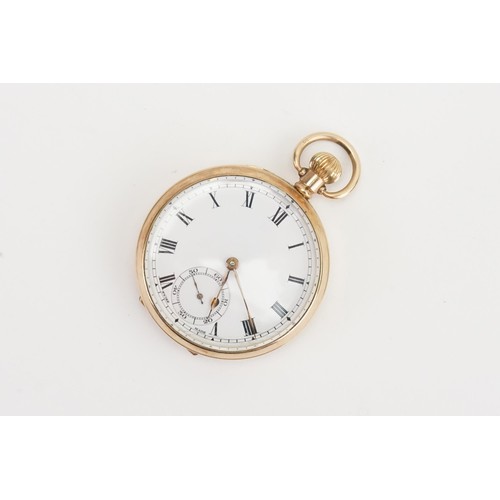 203 - A gold plated roman numeral and sub second dial pocket watch. Not in working order.