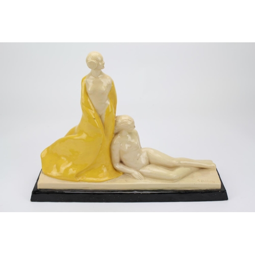 776 - Scarce Art Deco Figurine signed G. Deblaize. Measuring 36cms long x 28cms High.