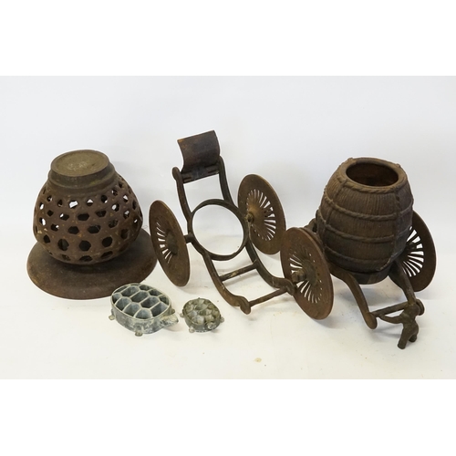 832 - Ex Collection of Rev. John Gage Waller.  A Japanese Cast Iron Ikebana Flower Arrangement Holder desi... 