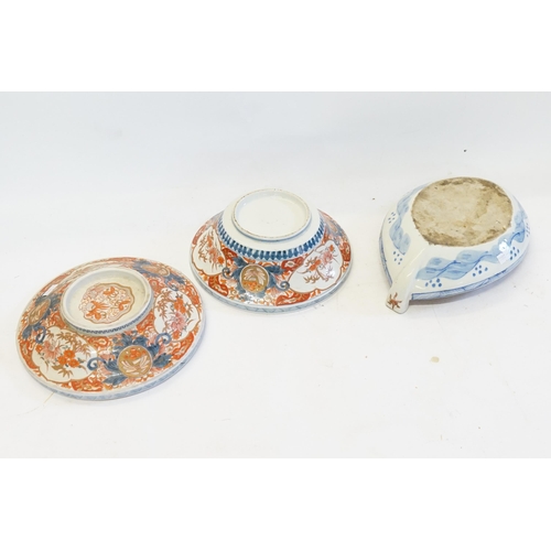 661 - Ex Collection of Rev. John Gage Waller. A Japanese Arita Food Bowl & Cover decorated with Mon & a Dr... 