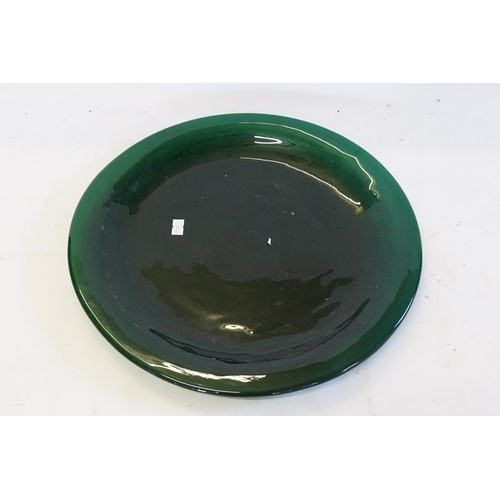 810 - A Large Green Peking Glass Plater. Measuring: