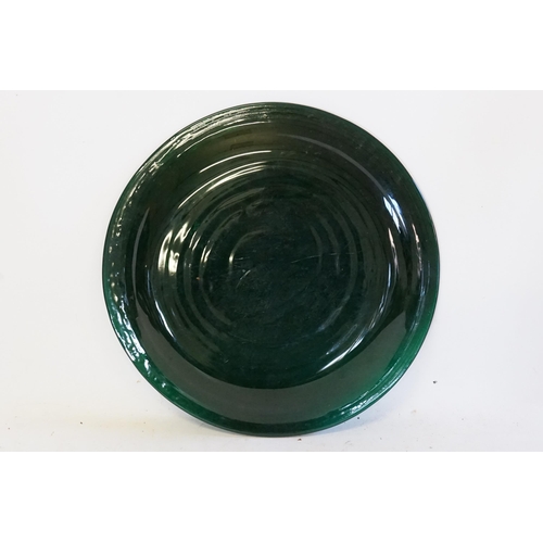 810 - A Large Green Peking Glass Plater. Measuring: