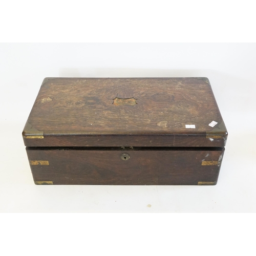 701 - A Victorian Oak & Brass Banded Fold-Over Writing Box.