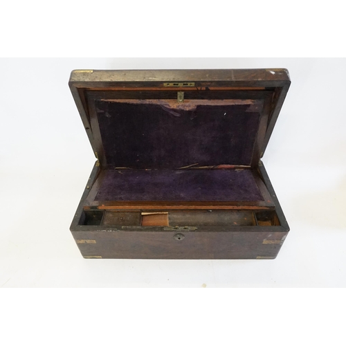 701 - A Victorian Oak & Brass Banded Fold-Over Writing Box.