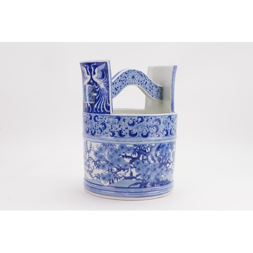 682 - A Japanese Circa 19th century blue and white mizusashi, possibly Meiji era. Used for holding water d... 