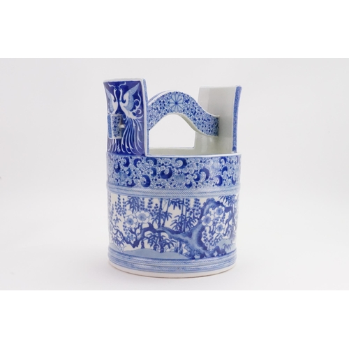 682 - A Japanese Circa 19th century blue and white mizusashi, possibly Meiji era. Used for holding water d... 