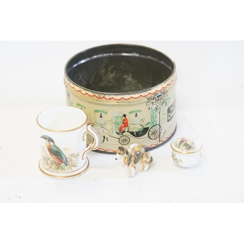 771 - A Royal Worcester Rouge Pot decorated with a Robin, a Child's Can decorated with a Woodpecker & a Ro... 