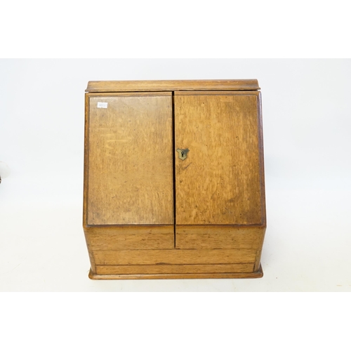 695 - A Victorian Oak Fold-Over Top Stationary Cabinet fitted interior. Measuring: 36cms across 29cms deep... 