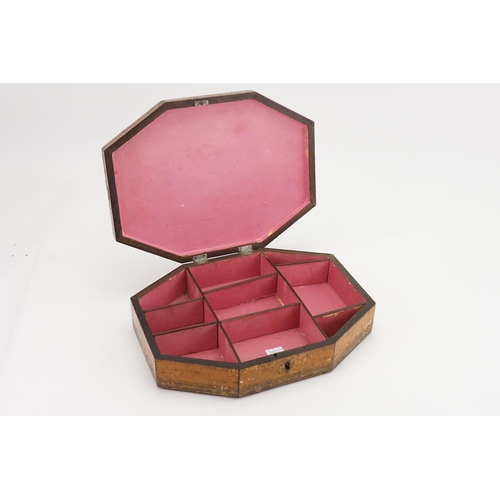 697 - A Regency Transfer Printed & Paper decorated Ladies Needlework Box with a Pink Paper inside & decora... 