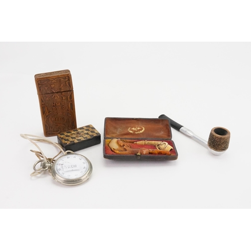 696 - An interesting Carved Oak Card Case with 