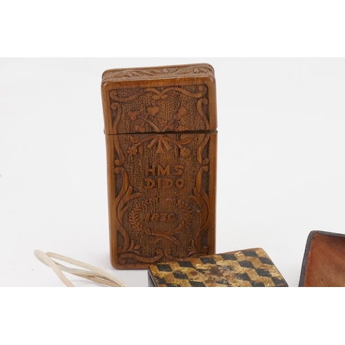 696 - An interesting Carved Oak Card Case with 