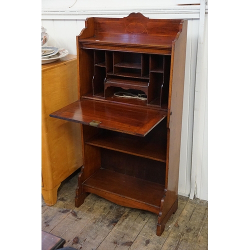 498 - An Edwardian Mahogany Fall Front Writing Desk with Open Under Tier. Measuring: 61cms across x 120cms... 