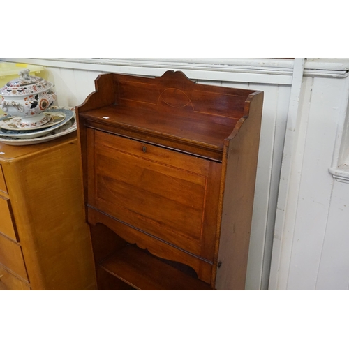 498 - An Edwardian Mahogany Fall Front Writing Desk with Open Under Tier. Measuring: 61cms across x 120cms... 