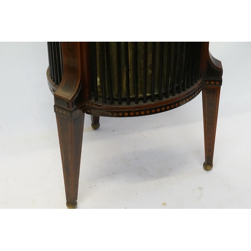 495 - An Edwardian Rosewood & Ebony inlaid Jardiniere Stand resting on shaped legs & Turned Wood Sides. Me... 