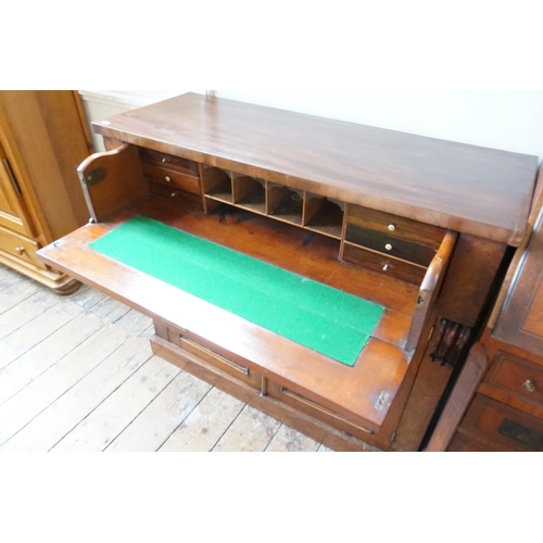 490 - A Mid Victorian Mahogany Secretaire fitted Side Cabinet with turned ring handles & scrolling side co... 