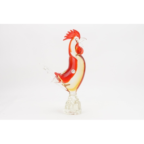 803 - A Murano Glass Study of a Cockerel in Red. Measuring: 37cms high.