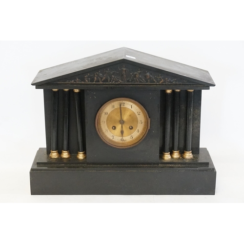 230 - A Victorian marble mantle clock.