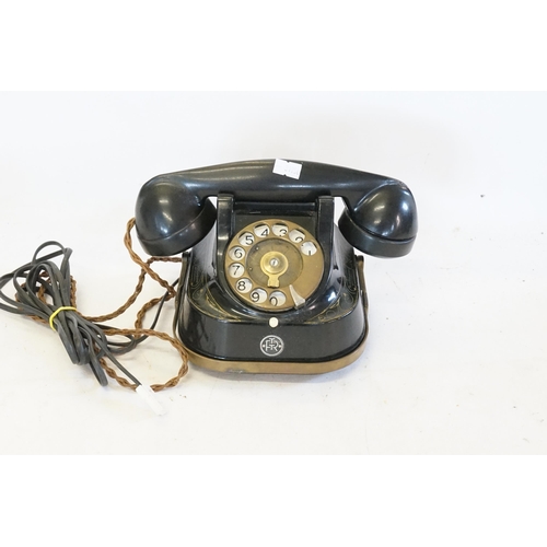 782 - A Bakelite Phone by Bell Telephone Company Monogram FR with Brass Face & Crossover.