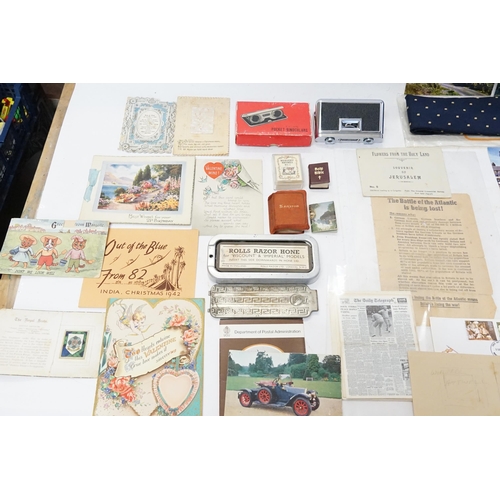 333 - A Vintage Rolls Royce Tie, Postcards, a Round Table Southampton Booklet for 1928-1949, Mabel Lucie A... 