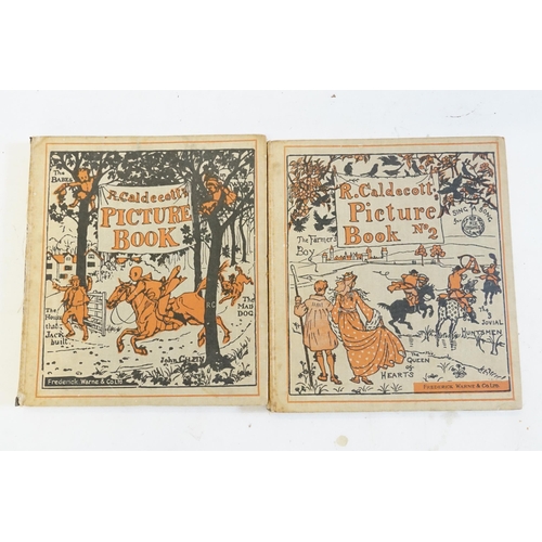 608 - A Randolph Caldecott Picture Books 1 & 2, Mad Dog & Huntsman, John Gilpin Printed Cloth Book.