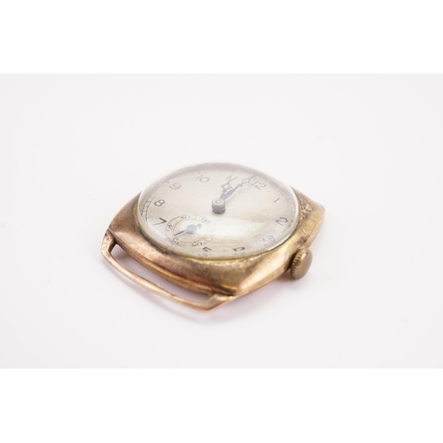 184 - A 9ct gold gentleman's white enamelled and sub second dial watch face. A 9ct gold casing. Weight wit... 