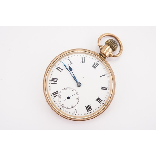 182 - A circa 1920's 9ct gold white enamelled dial pocket watch, sub second dial, Roman numerals. Makers m... 