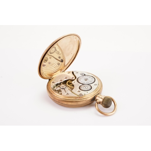 182 - A circa 1920's 9ct gold white enamelled dial pocket watch, sub second dial, Roman numerals. Makers m... 