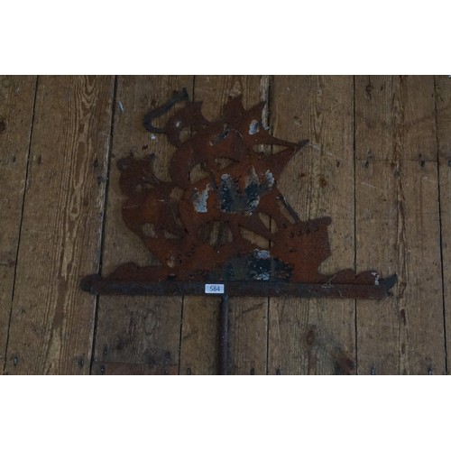 584 - A Pierced Iron Weather Vane designed as a Ship in Full Sale.