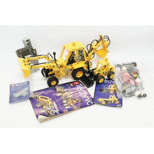 604 - LEGO Technic Sets 8862 backhoe & 8828 Front End Loader & V9 Motor & track etc. All Three come with i... 